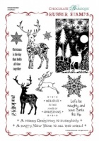 Damask Reindeer Rubber Stamp Sheet - A4