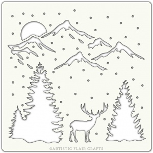 Artistic Flair 152 Range (6''x6'')  - Winter Valley stencil template