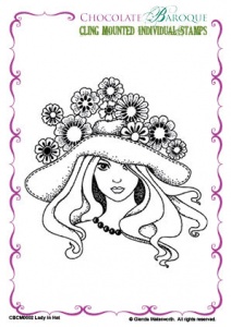 Lady in Hat cling mounted rubber stamp