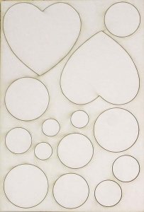 Chocolate Baroque White Board Shapes - Hearts and Circles