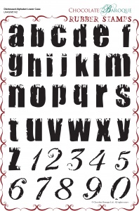 Distressed Alphabet Lower Case Rubber stamp sheet - A4