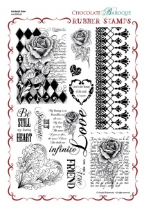 Harlequin Rose Rubber Stamp Sheet - A4