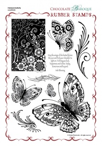 Patchwork Butterfly Rubber Stamp Sheet - A4