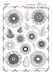 Sunny Sunflowers Rubber stamp sheet - A4