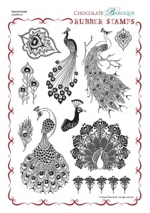 Peacock Parade Rubber Stamp Sheet - A4