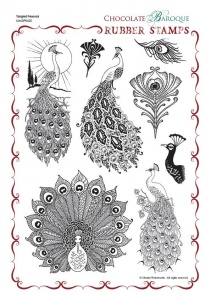 Tangled Peacock Rubber Stamp Sheet - A4