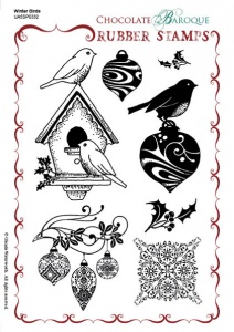 Winter Birds Rubber stamp sheet - A5