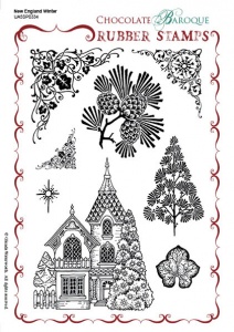 New England Winter Rubber stamp sheet - A5