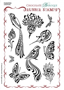 Doodle Birds Rubber Stamp Sheet - A5