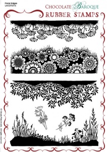 Floral Edges Rubber stamp sheet - A5