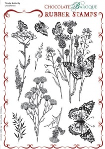 Thistle Butterfly Rubber stamp sheet - A5