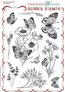 Briar Rose Butterfly Rubber stamp sheet - A5