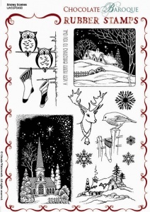 Snowy Scenes Rubber stamp sheet - A5