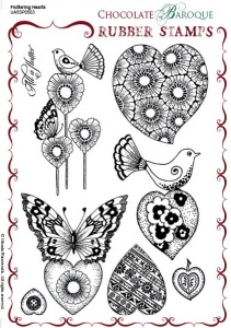 Fluttering Hearts Rubber stamp sheet - A5