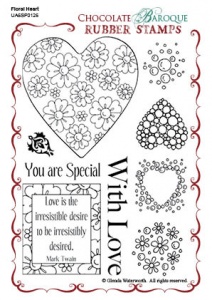 Floral Heart Rubber stamp sheet - A6