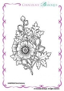 Floral Harmony single Rubber stamp  - A6