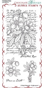 Christmas Rose Script Rubber Stamp Sheet - DL