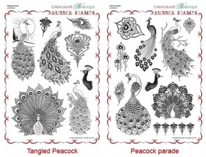 Peacock Parade/Tangled Peacock Rubber stamps Multi-buy - A4