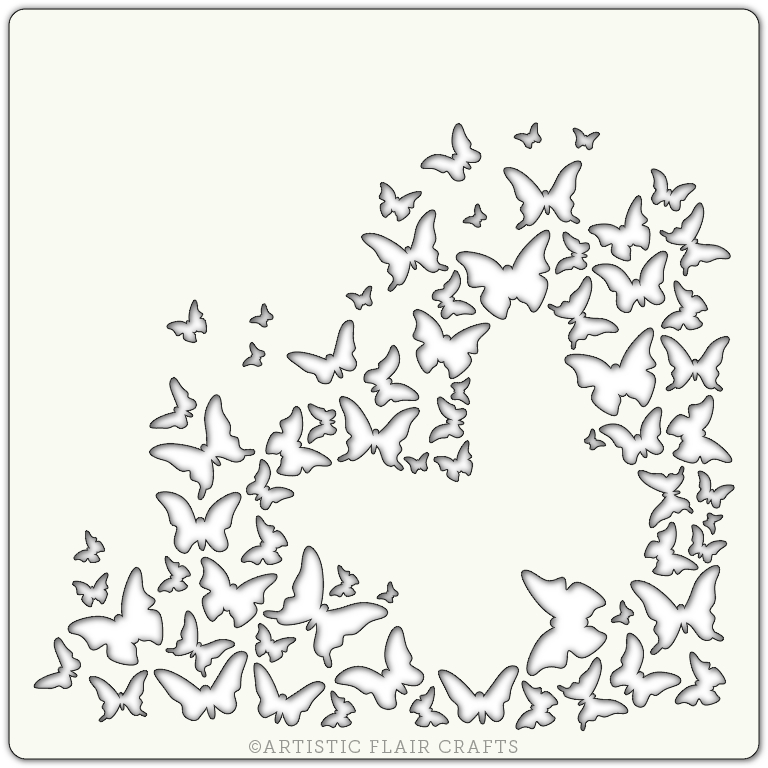 Artistic Flair 152 Range (6''x6'')  - Butterfly Burst stencil template