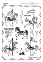 Carousel Horses Rubber stamp sheet - A4