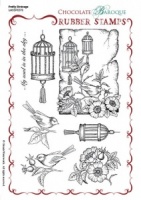 Pretty Birdcage Rubber Stamp sheet - A5