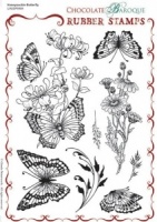 Honeysuckle Butterfly Rubber stamp sheet - A5