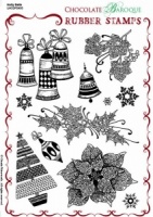 Holly Bells Rubber stamp sheet - A5