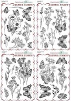 Briar Rose, Harebell, Thistle and Honeysuckle Butterfly Quartet Rubber stamps Multi-buy - A5
